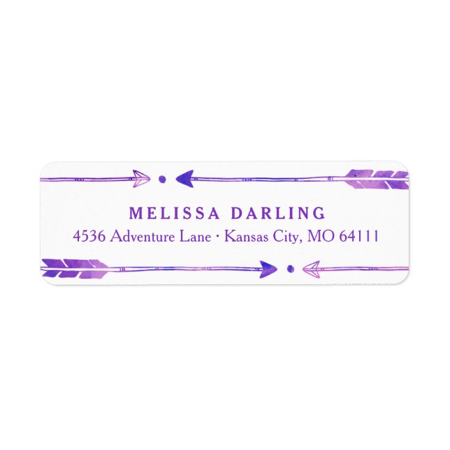 Boho Tribal Arrow Address Labels | Lila und rosa (Vorne)
