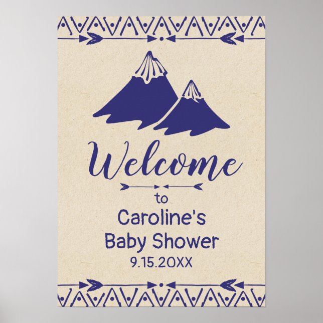 Boho Tribal Baby Dusche Begrüßungszeichen Poster (Vorne)