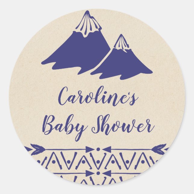 Boho Tribal Baby Shower Runder Aufkleber (Vorderseite)