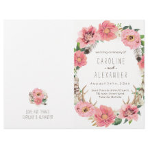 Boho Tribal Bohemisch Feather Wedding Programs