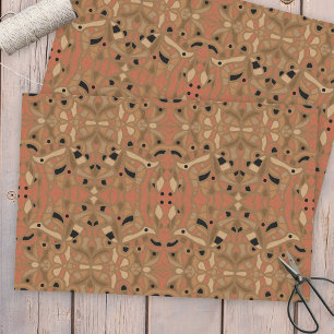 Boho Tribal Ethno Ochre Brown Abstraktes Muster Seidenpapier
