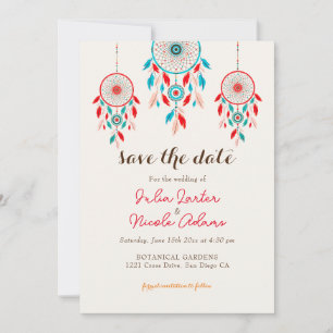 Boho-Tribal-Feather-Dreamcatcher-Hochzeit Save The Date