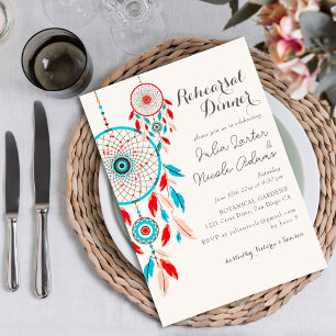 Boho-Tribal-Feather-Dreamcatcher-Probedinner Einladung
