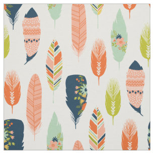 Boho Tribal Feather Fabric Stoff
