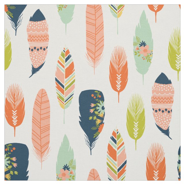 Boho Tribal Feather Fabric Stoff (Muster)