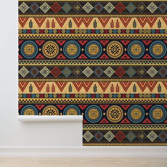 Boho Tribal Geometric Pattern Wallpaper Tapete (Anwendung)