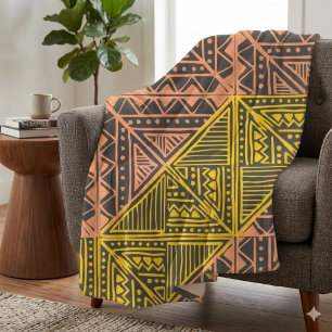 Boho-Tribal-Geometrisches Muster - Mudcloth Azteke Fleecedecke