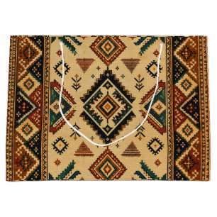 Boho-Tribal-Kilim-Muster-Geschenktasche   Rustikal Große Geschenktüte