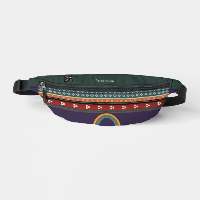 Boho Tribal Muster Rainbow Lila Grünes Festival Bauchtasche (Vorderseite)