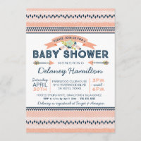 Boho Tribal Peach and Navy Ethnic Baby Shower
