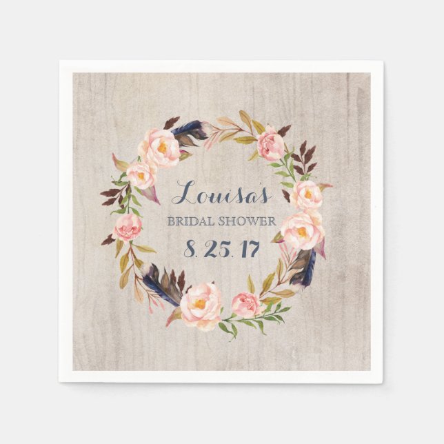 Boho Tribal Rustikales Brautparty Napkins Serviette (Vorderseite)
