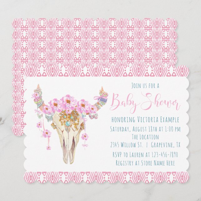 Boho Tribal Watercolor Baby Shower Einladungen (Vorne/Hinten)