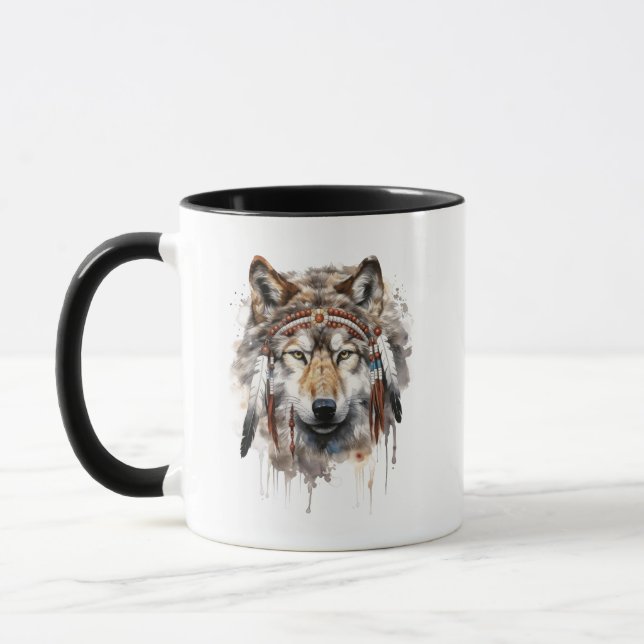 Boho Tribal Wolf Tasse (Links)