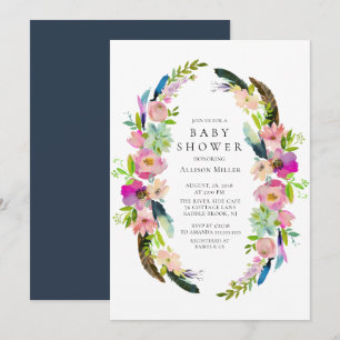 Boho Tribal Wreath Baby Duwer Einladung