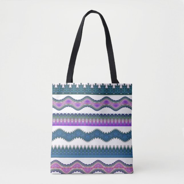 Boho Tribal Zigzag Pattern Tote Bag  Tasche (Vorderseite)