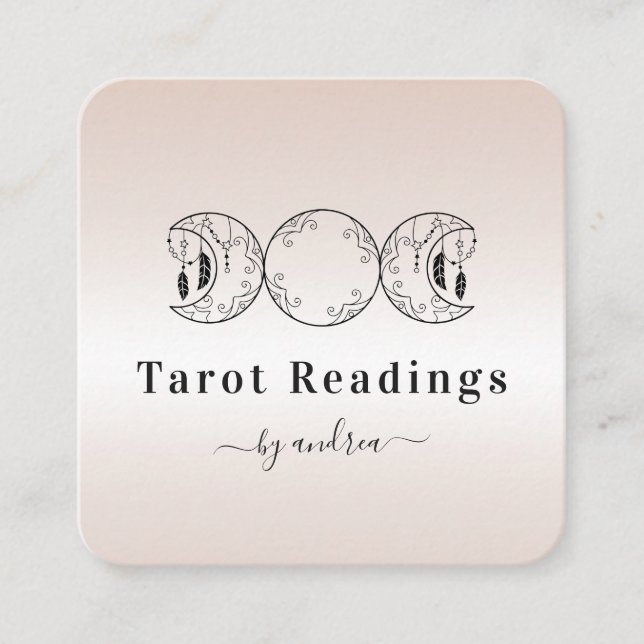 Boho Triple Moon Cream Reader Energy Healer Quadratische Visitenkarte (Vorderseite)