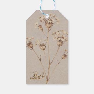 Boho-Trockenblumen-Baby-Shower-Einladung Geschenkanhänger