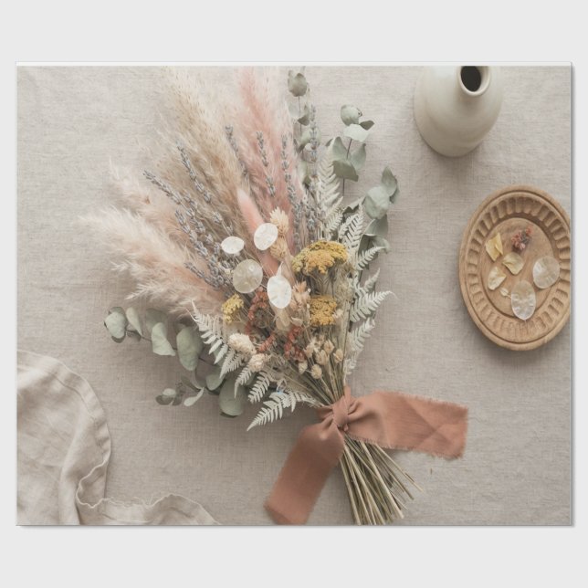 Boho Trockenblumen-Geschenkpapier Geschenkpapier (Flach)