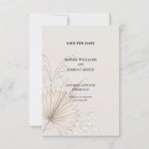 Boho-Trockenpalmen-Hochzeit - Termin vormerken Save The Date