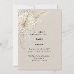 Boho-Trockenpalmen-Hochzeitseinladung Einladung