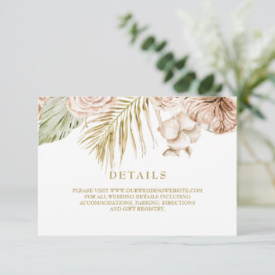 Boho-Tropen-Trockenblumen- und Pampas-Details Kart RSVP Karte