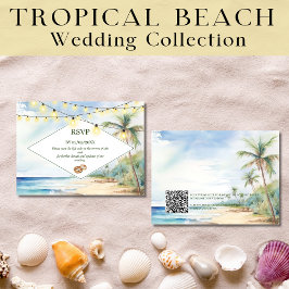 Boho Tropical Beach QR Code UAWG Wedding Mitteilungskarte