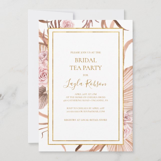 Boho Tropical Botanical | Bridal Tea Party Einladung (Vorderseite)