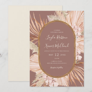 Boho Tropical Botanical Dusty Rose Lässig Hochzeit Einladung