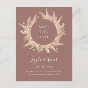 Boho Tropical Botanical   Dusty Rose Save-the-Date Einladungspostkarte