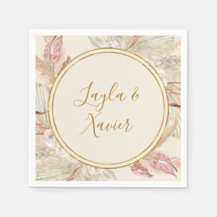 Boho Tropical Botanical   Elfenbein Wedding Napkin Serviette