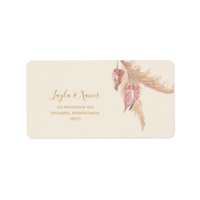 Boho Tropical Botanical Elvory Wedding RSVP-Adress Adressaufkleber (Vorne)