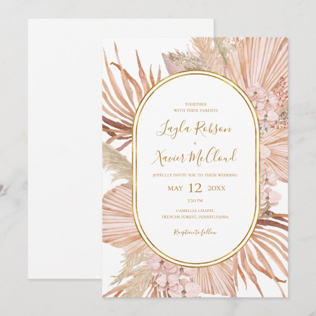 Boho Tropical Botanical Faire-part de mariage Déco (Devant / Derrière)