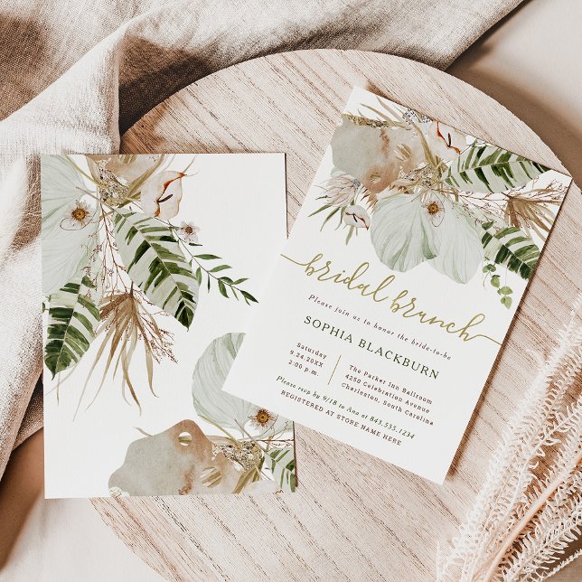 Boho Tropical Botanical Floral | Bridal Brunch Einladung (Von Creator hochgeladen)