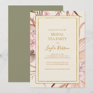 Boho Tropical Botanical Green Bridal Tee Party Einladung