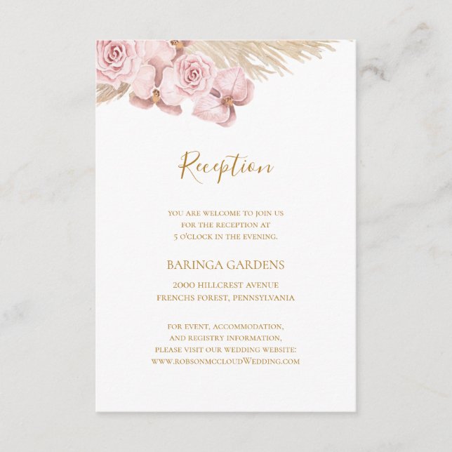 Boho Tropical Botanical | Hochzeitsempfangskarte Begleitkarte (Vorderseite)