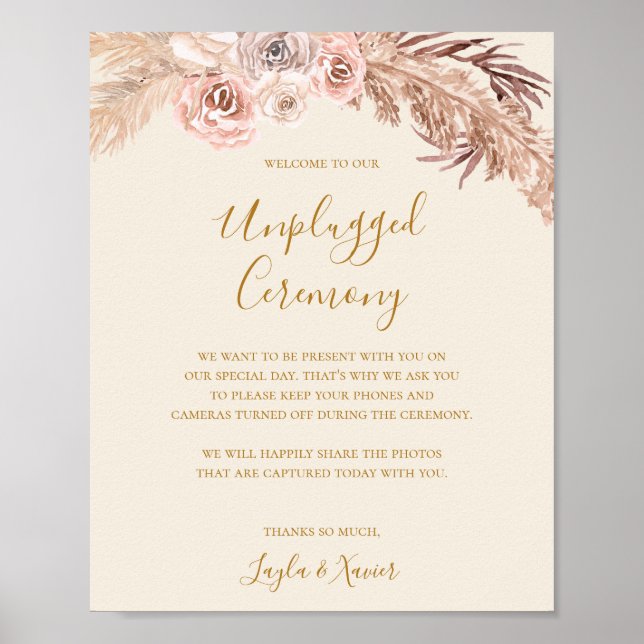 Boho Tropical Botanical | Ivory Unplugged Zeremoni Poster (Vorne)