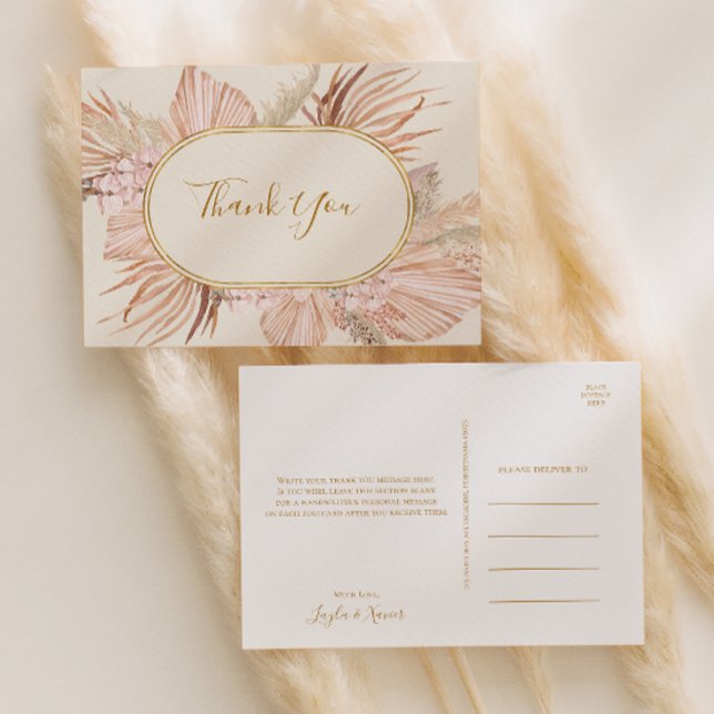 Boho Tropical Botanical | Ivory Wedding Vielen Dan Postkarte (Von Creator hochgeladen)