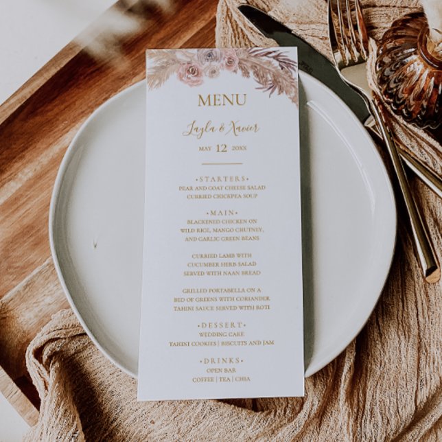 Boho Tropical Botanical | Menu Dîner Mariage (Créateur téléchargé)