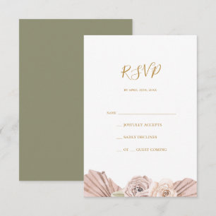 Boho Tropical Botanical   Olive Green RSVP Card Karte