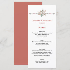 Boho Tropical Feathers Arrow Pampas Grass Wedding Menükarte
