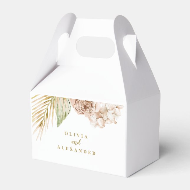 Boho Tropical Floral and Palm Wedding Geschenkschachtel (Vorderseite)