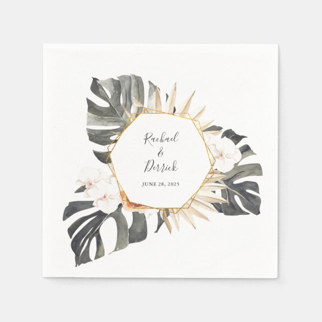 Boho Tropical Floral Beach Hochzeit Serviette (Vorderseite)