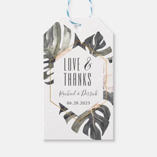 Boho Tropical Floral Geometric Vielen Dank Geschenkanhänger (Vorderseite)