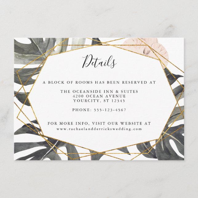 Boho tropical floral Geometric Wedding Details Begleitkarte (Vorderseite)