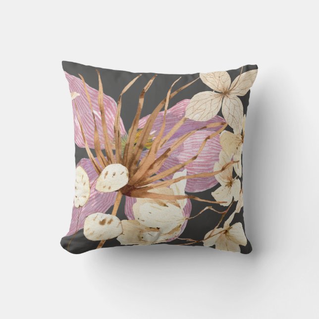 Boho Tropical Floral Lilac & Cream Kissen (Vorderseite)