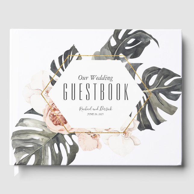 Boho Tropical Floral Mariage livre d'hôtes (Recto)