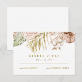 Boho Tropical Floral und Palm Terracotta Hochzeit RSVP Karte