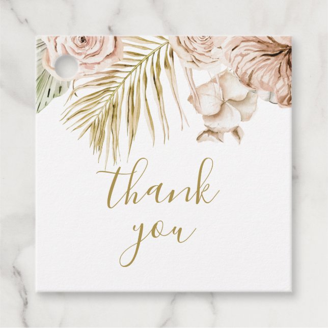 Boho Tropical Floral und Palm vielen Dank Geschenkanhänger (Vorderseite)