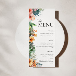 Boho Tropical Floral Wedding Menu Menükarte