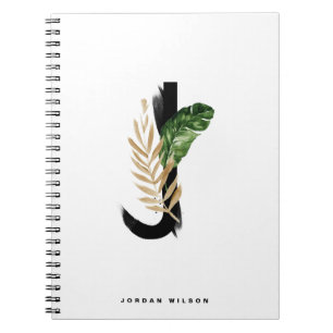 Boho Tropical Greenery Letter J Monogram Notizblock